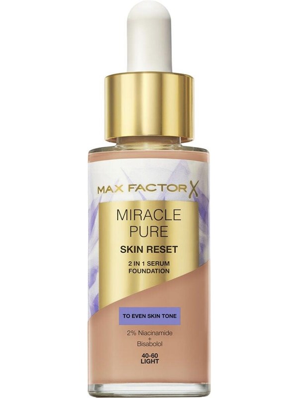 Max Factor Miracle Pure 2in1 Skin Reset Serum Foundation 40-60 Light