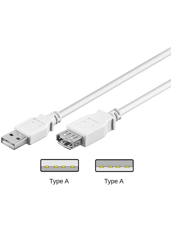 Pro USB-A <-> USB-A - 0.3m - Hvit