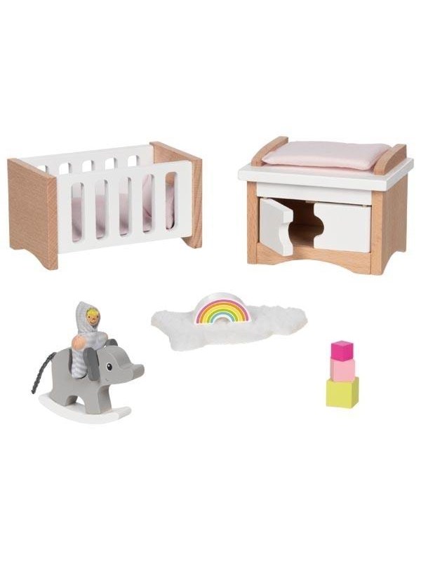 Goki Wooden Doll Furniture Baby Room 12 pieces.