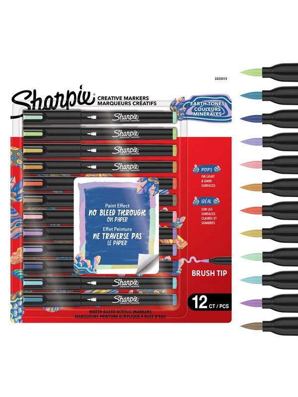 Sharpie Creative Acrylic Marker Earth Tones Brush tip 12-Blister