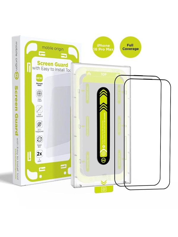 Mobile Origin Screen Guard with easy applicator - 2 pack -  iPhone 16 Pro Max