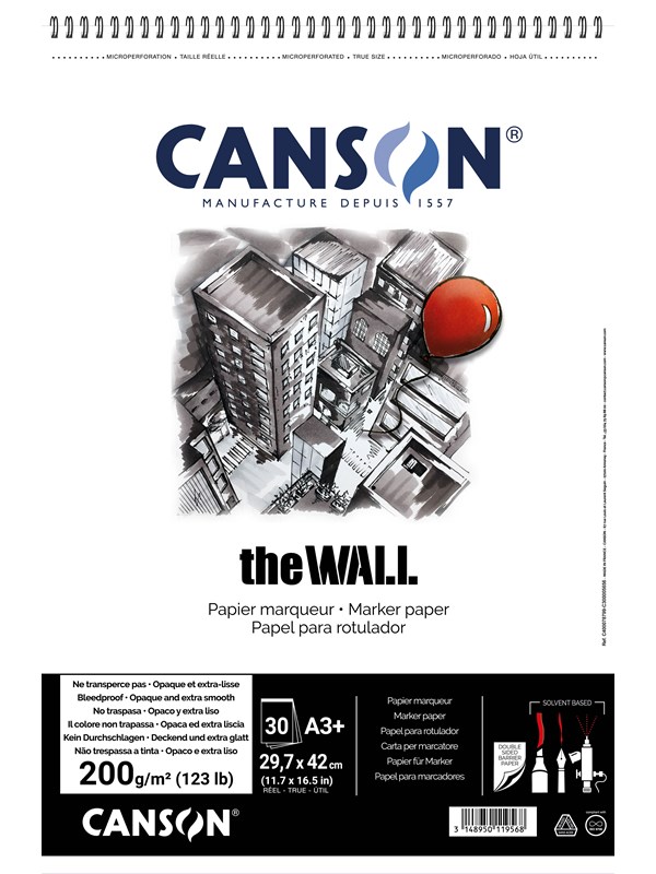 Canson The Wall A3+ 220G Spiral Pad 30 SH