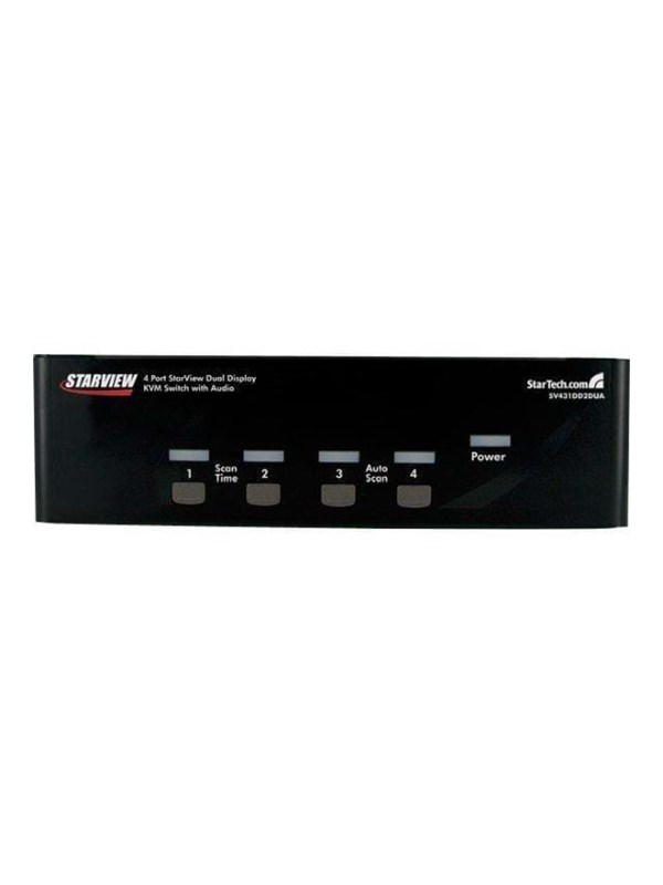StarTech.com 4 Port Dual DVI USB KVM Switch w/ Audio & USB Hub - KVM / audio / USB switch - 4 porte