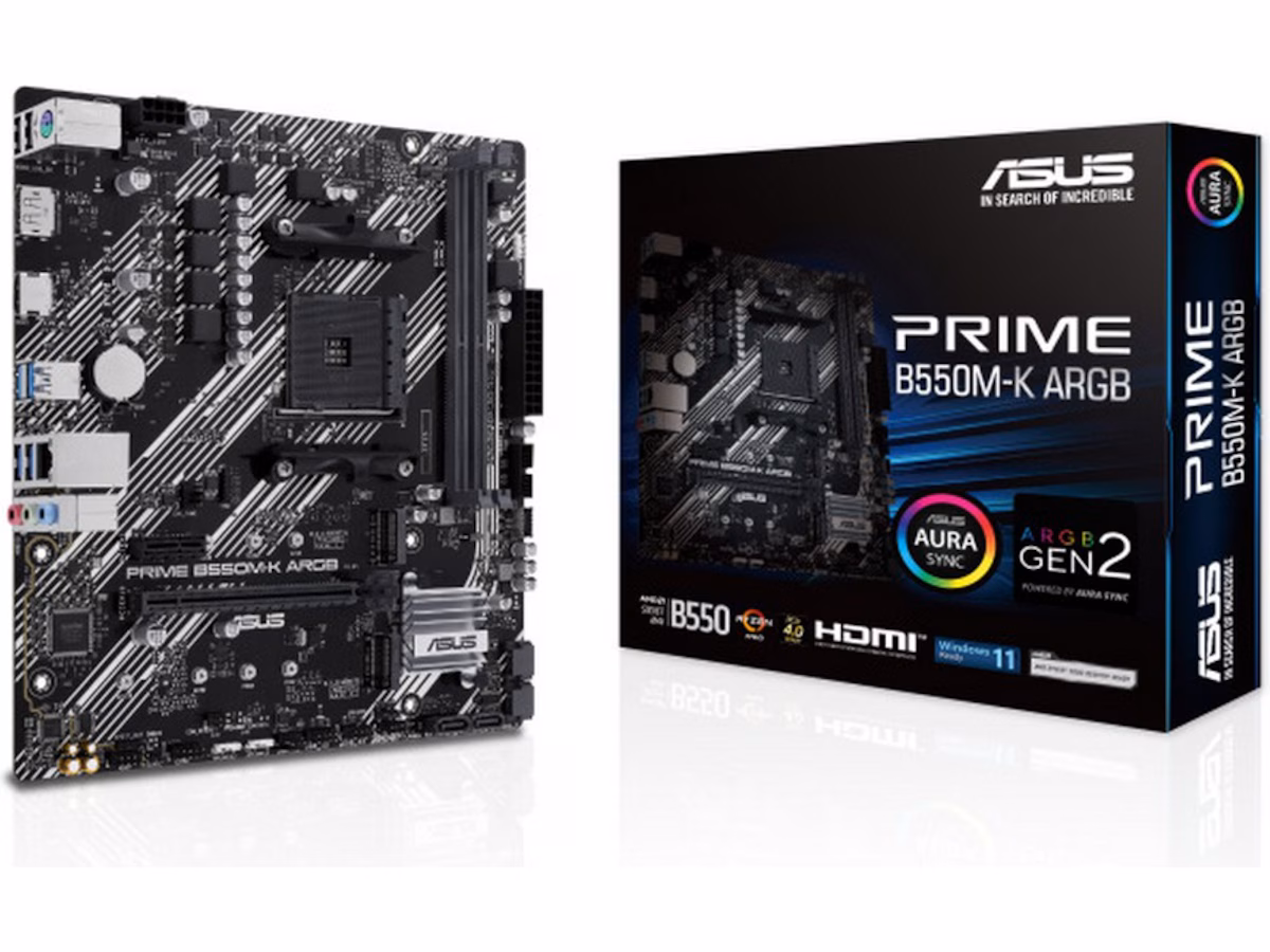 ASUS PRIME B550M-K ARGB Hovedkort - AMD B550 - AMD AM4 socket - DDR4 RAM - Micro-ATX