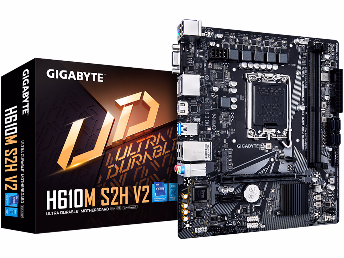 GIGABYTE H610M S2H V2 - 1.0 - motherboard - micro ATX - LGA1700 Socket - H610 Hovedkort - Intel H610 - Intel LGA1700 socket - DDR5 RAM - Micro-ATX