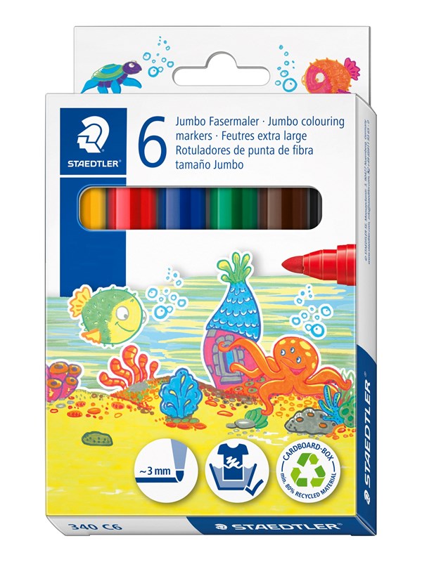 Staedtler Fibre-tip Jumbo 6pcs wallet
