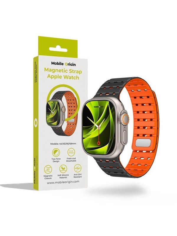 Mobile Origin Magnetic Strap - black/orange - Apple Watch 49mm/46mm/45mm/44mm