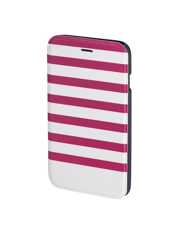 Hama "Stripes" Booklet Case for Apple iPhone 6/6s magenta/white