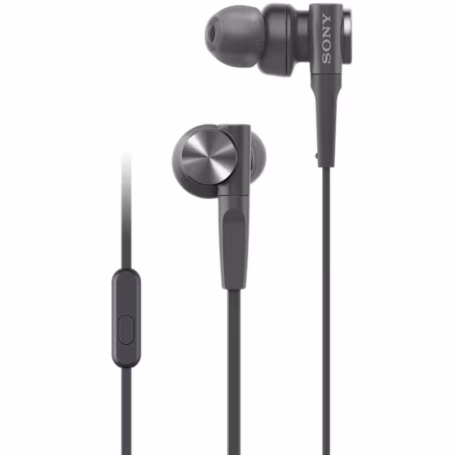 Headset MDR-XB55AP svart kabel i øret mikrofon