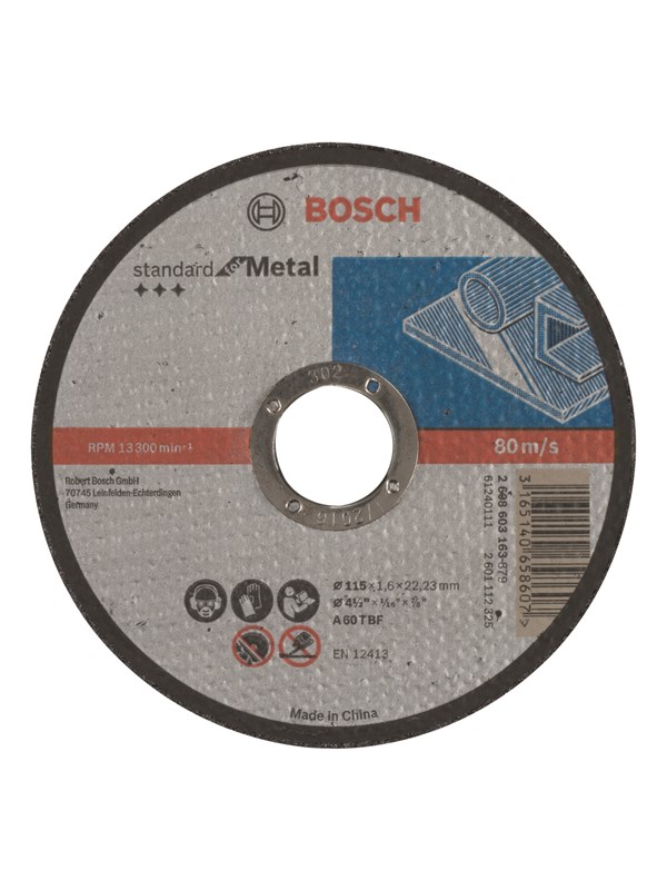 Bosch Kappeskive rett Standard for Metal A 60 T BF, 115 mm, 22,23 mm, 1,6 mm