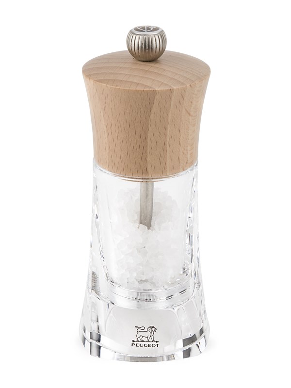 Peugeot Oleron Salt Mill in Wood & Acrylic Natural 14 cm