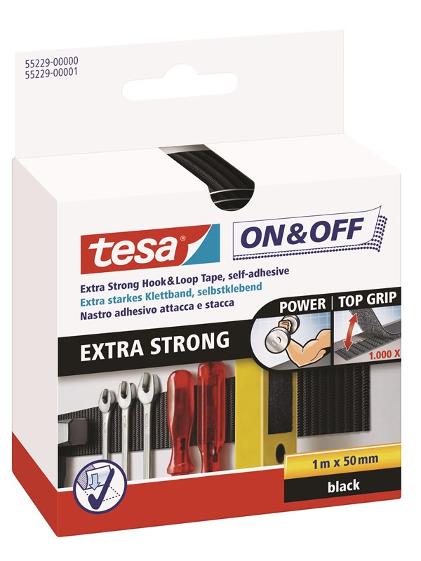tesa On & Off Extra Strong 50mm x 100cm Black