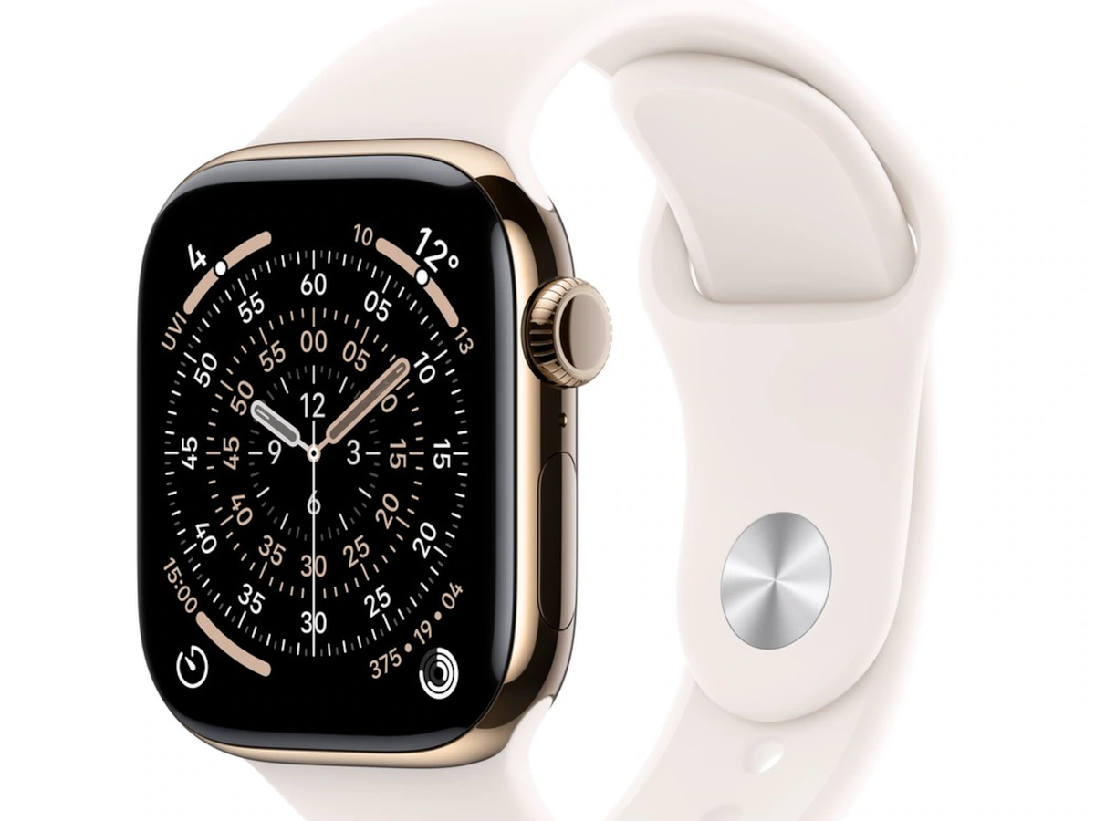 Apple Watch Series 11 GPS + Cellular 42mm Gold Titanium Case with Light Blush Sport Band - S/M
