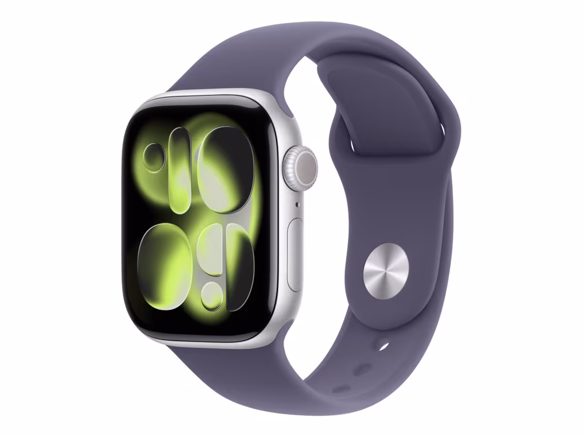 Apple Watch Series 11 GPS 42mm Silver Aluminium Case with Purple Fog Sport Band - M/L