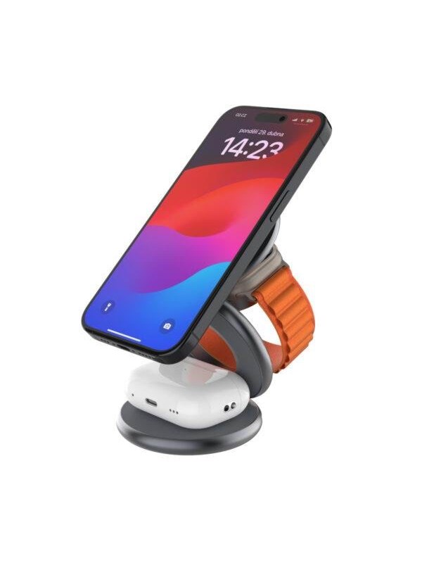 FIXED MagPowerstation Round 3in1 foldable wireless charger - Grey