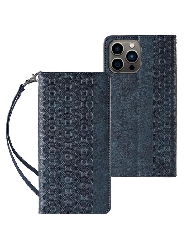 Hurtel Magnet Strap Case Case for Samsung Galaxy S23 Flip Wallet Mini Lanyard Stand Blue