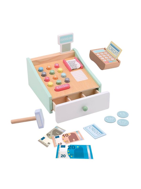 Joueco Wooden Cash Register with Scanner