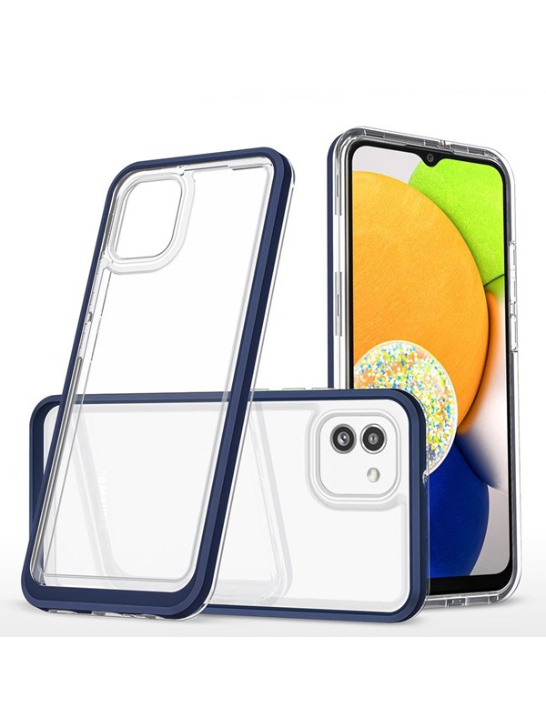 Hurtel Clear 3in1 Case for Samsung Galaxy A03 Silicone Cover with Frame Blue