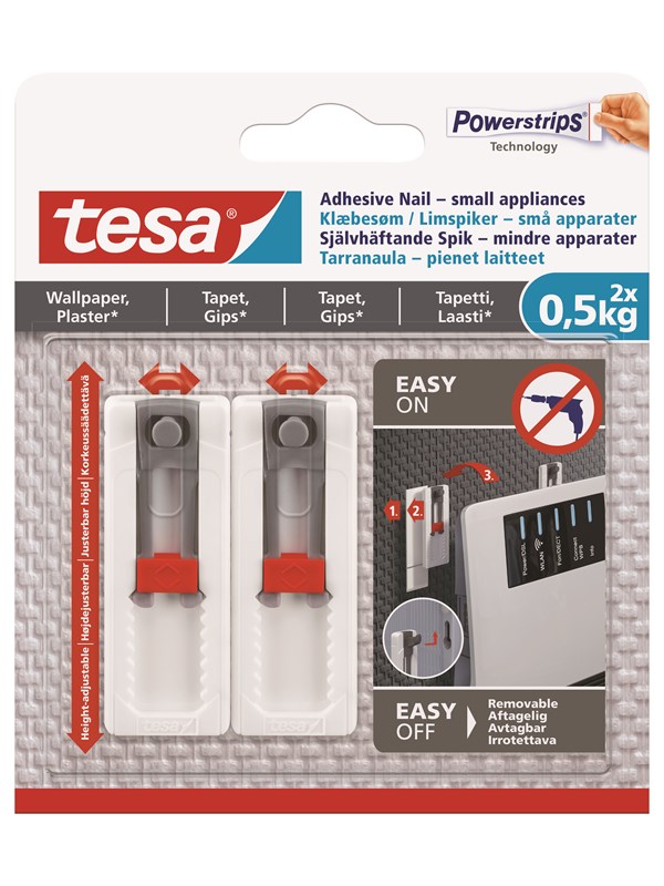 tesa Adhesive Nail Adjustable 0.5kg Wallpaper