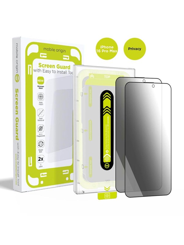 Mobile Origin Screen Guard Privacy with easy applicator - 2 pack - iPhone 16 Pro Max