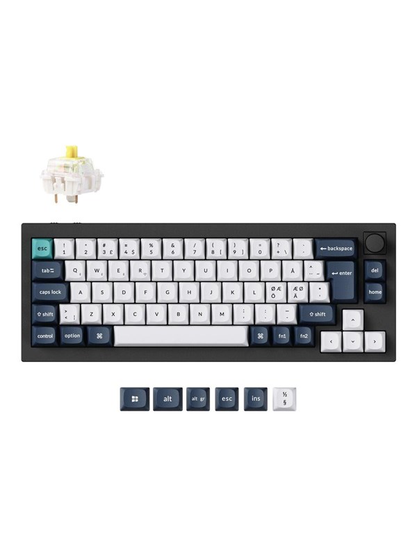Keychron Q2 Max - keyboard - QMK/VIA custom mechanical ISO layout collection - 65% - QWERTY - Nordic - carbon black Input Device - Tastatur - Nordisk - Hvit