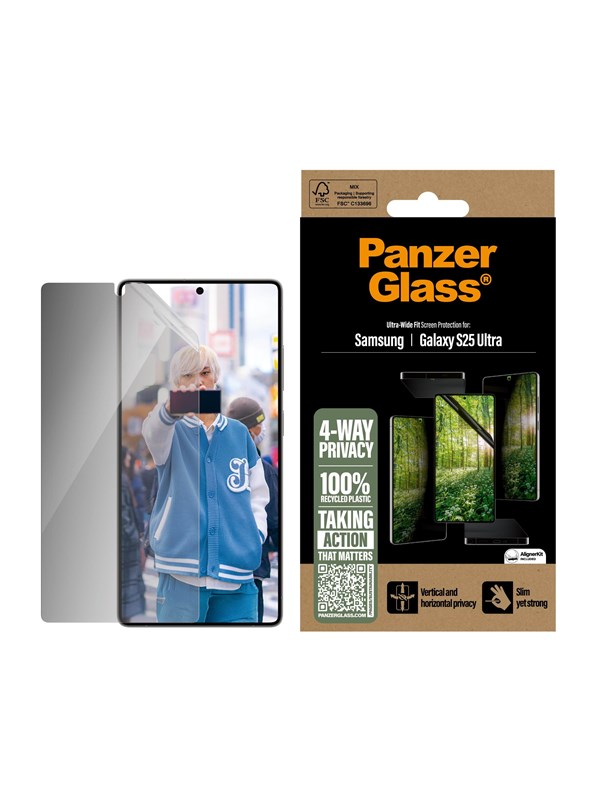 PanzerGlass ECO MATRIX 4-way Privacy Screen Protector Samsung Galaxy S25 Ultra | Ultra-wide Fit