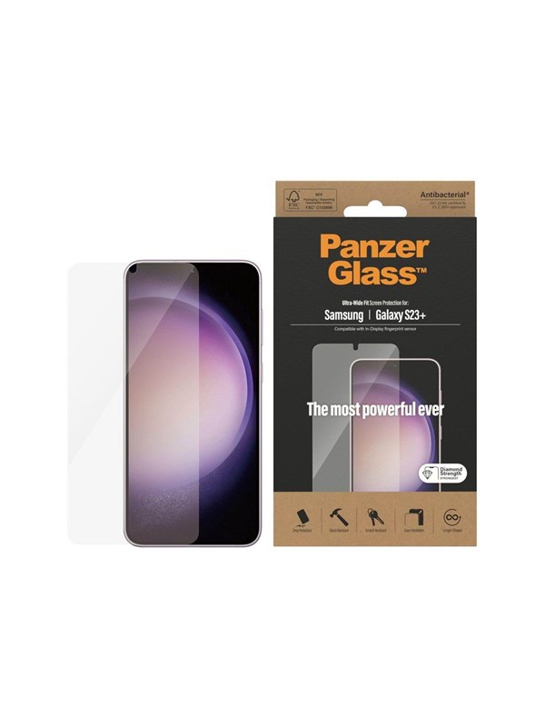 PanzerGlass Screen Protector Samsung Galaxy S23 Plus | Ultra-Wide Fit