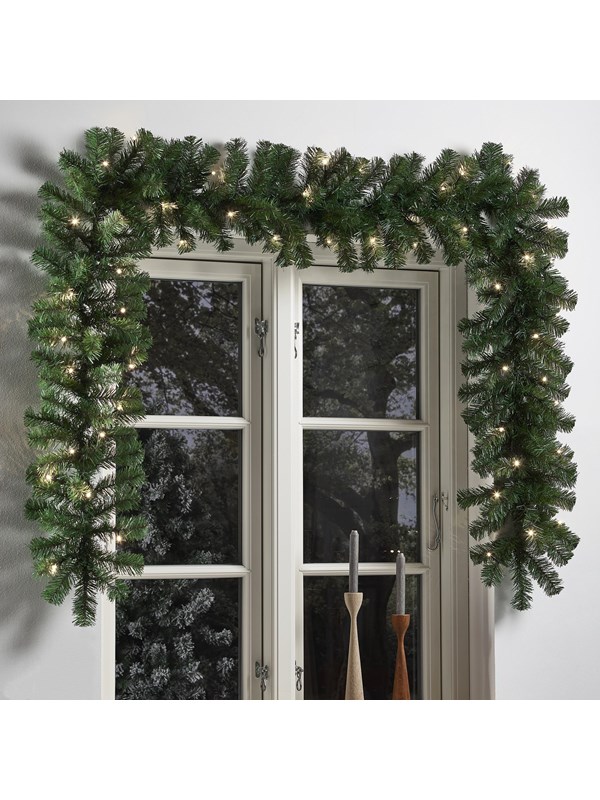 NORDIC WINTER Artificial spruce garland 270 cm with lights
