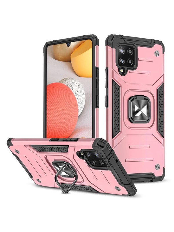 Wozinsky Ring Armor Armored Hybrid Case Cover + Magnetic Holder Samsung Galaxy A42 5G Pink