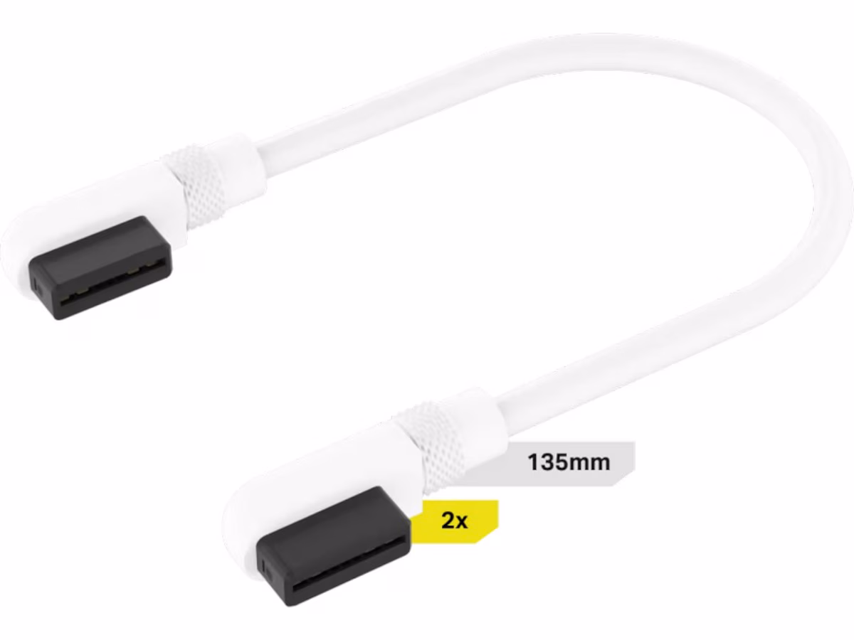 Corsair iCUE LINK Cable - 60cm - 90° Connector - White