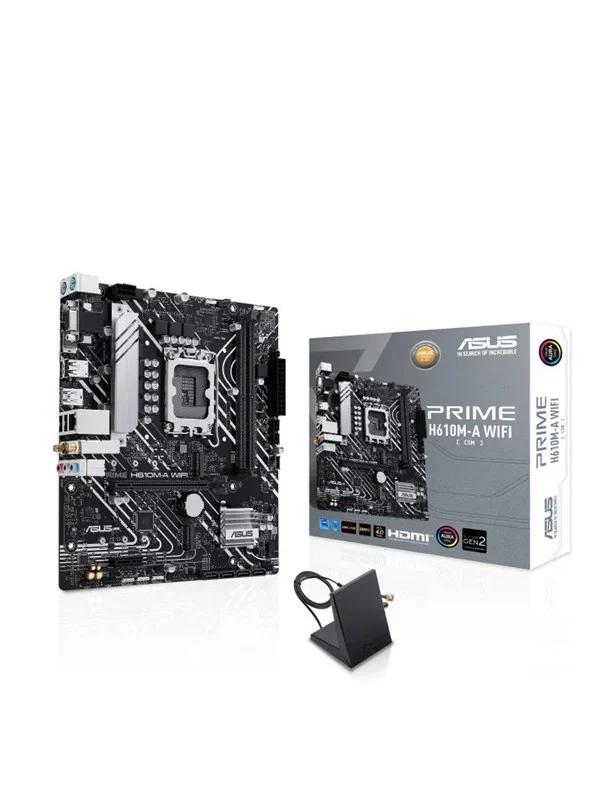 ASUS PRIME H610M-A WIFI Hovedkort - Intel H610 - Intel LGA1700 socket - DDR5 RAM - Micro-ATX