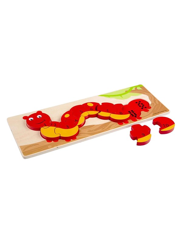Bigjigs Wooden Number Puzzle Caterpillar - 10 pcs.