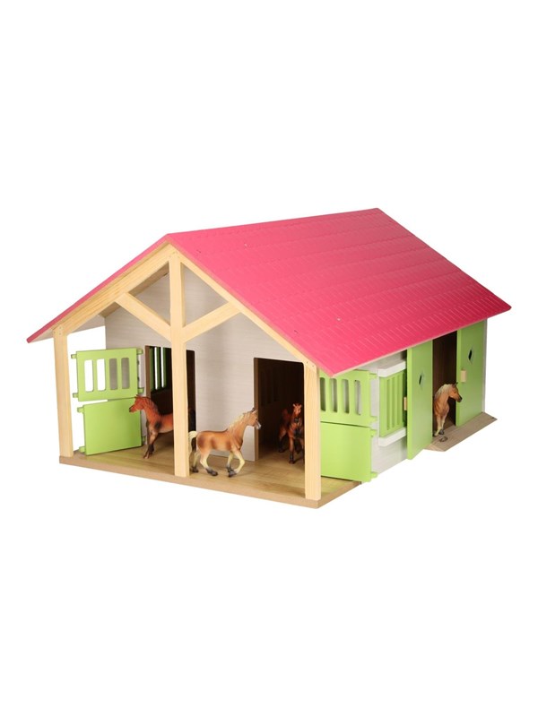 Kids Globe Horse stable Pink with 2 boxes and storage 1:24