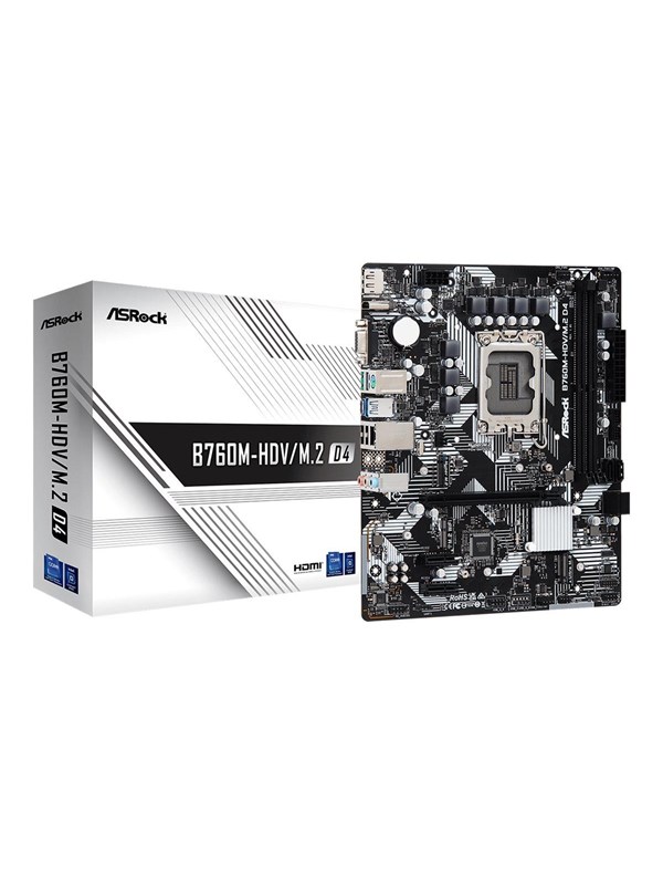 ASRock B760M-HDV/M.2 D4 Hovedkort - Intel B760 - Intel LGA1700 socket - DDR4 RAM - Micro-ATX