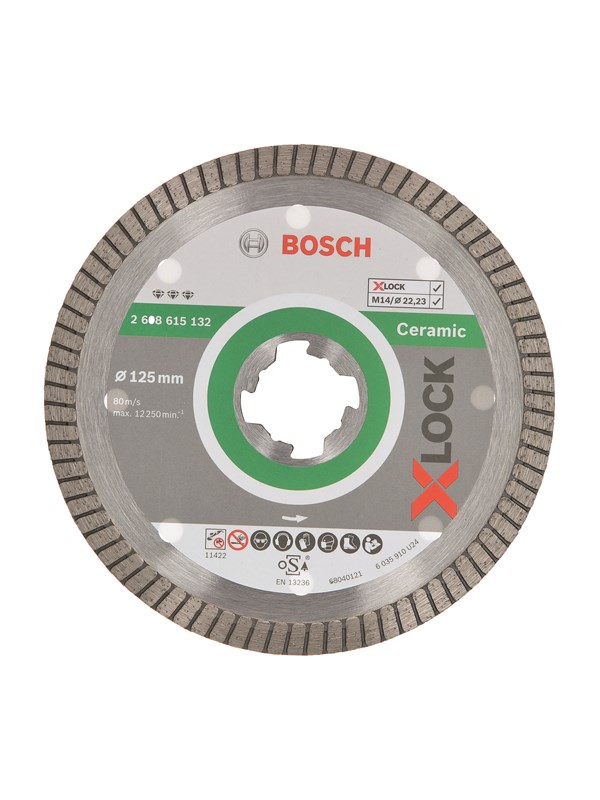 Bosch X-LOCK Best for Ceramic Extraclean Turbo-diamantkappeskive, 125 x 22,23 x 1,4 x 7 125 x 22,23 x 1,4 x 7 mm