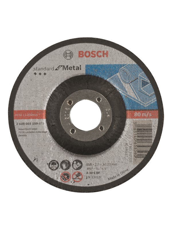 Bosch Kappeskive, krummet, Standard for Metal A 30 S BF, 115 mm, 22,23 mm, 2,5 mm
