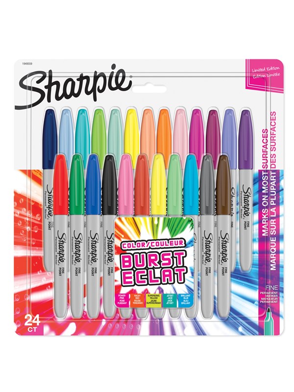 Sharpie Permanent Markers | Fine Point | Colour Burst & Assorted Original | 24 Count