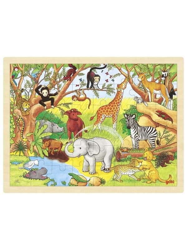 Goki Wooden Jigsaw Puzzle - Jungle 48pcs. Tre