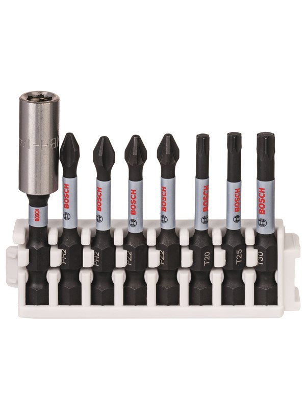 Bosch Impact Control-skrutrekkerbits, pakke med 8 deler, 2xPH2, 2xPZ2, 1xT20, 1xT25, 1xT30