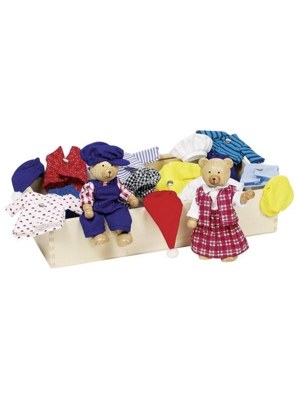 Goki Dollhouse Bear Dolls + Clothes