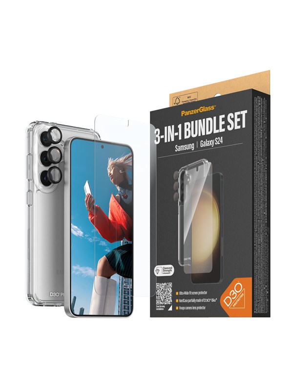 PanzerGlass 3-in-1 Protection Pack Samsung Galaxy S24 | Ultra-Wide Fit w. EasyAligner