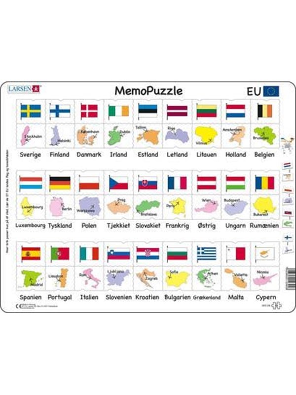 Larsen Puzzles Puzzle game MemoPuzzle. Name flag and capitals ten - 54 pieces Maxi (36.5x28.5 cm) Gulv