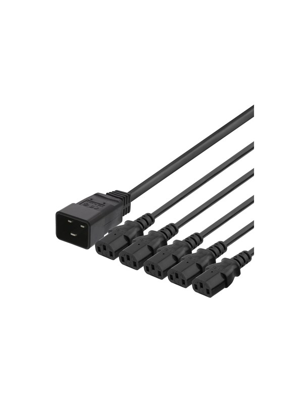 Deltaco - power splitter - IEC 60320 C20 to power IEC 60320 C13 - 2 m