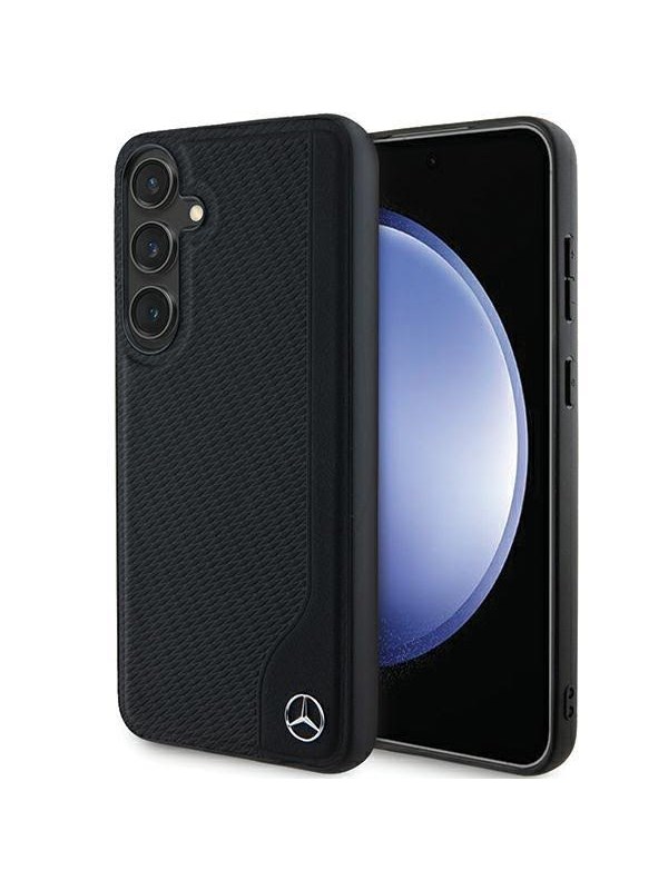 Mercedes Leather Debossed Line MagSafe Case for Samsung Galaxy S24 - Black