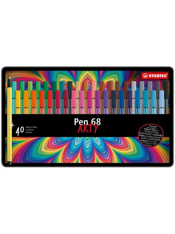 STABILO  Pen 68 Arty metal tin of 40 colors