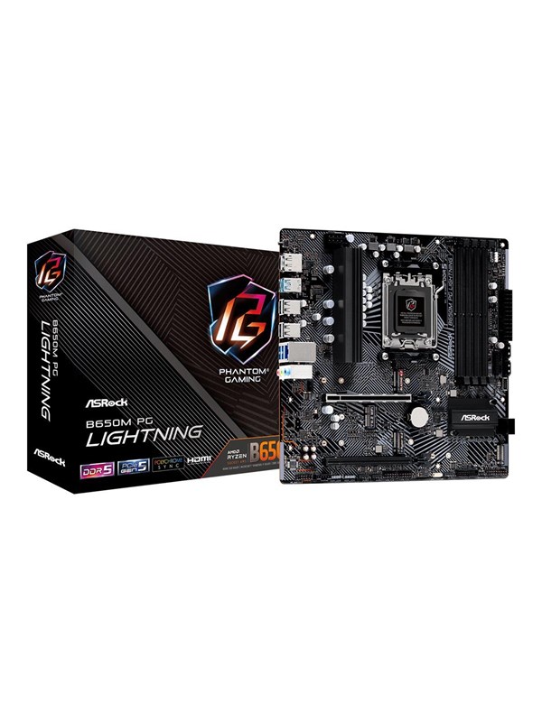 ASRock B650M PG LIGHTNING Hovedkort - AMD B650 - AMD AM5 socket - DDR5 RAM - Micro-ATX