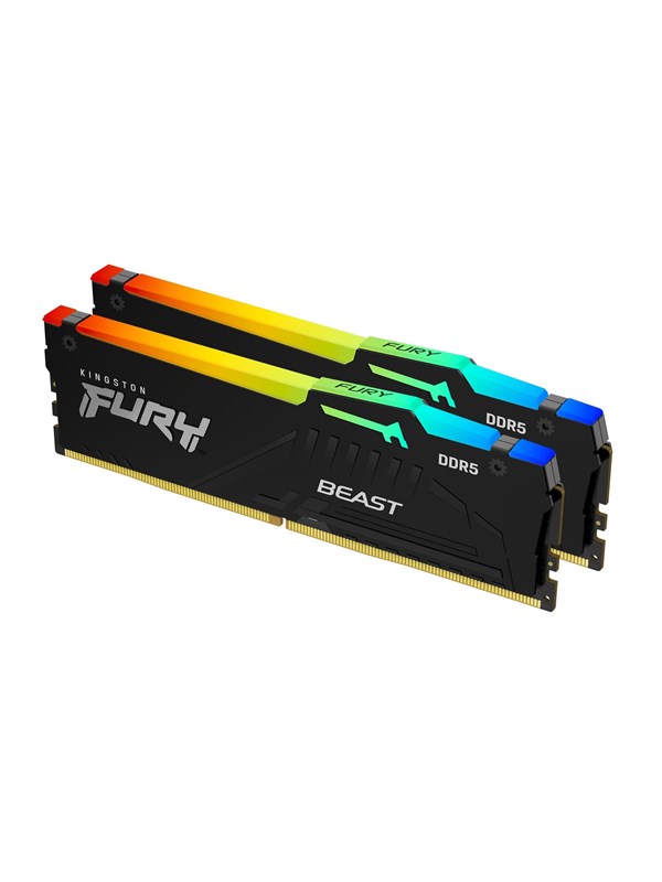 Kingston FURY Beast RGB DDR5-6000 - 16GB - CL30 - Dual Channel (2 pcs) - AMD EXPO & Intel XMP - Svart med RGB