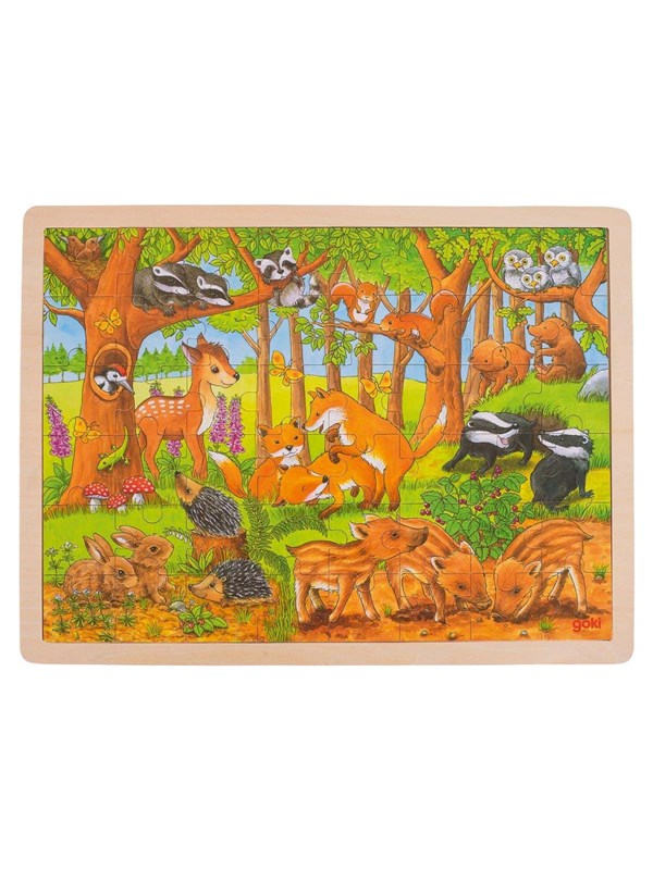 Goki Wooden Jigsaw Puzzle - Forest Animals 48st. Tre