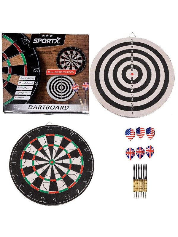 SportX Dartboard Flocked with 6 Darts