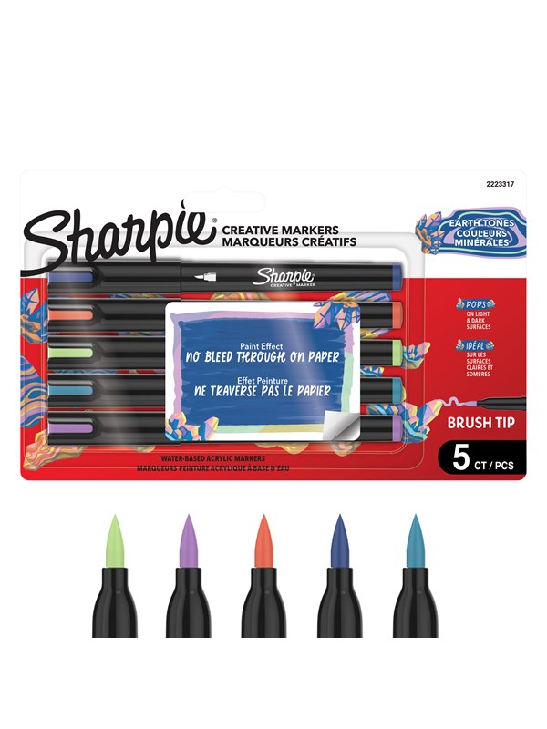 Sharpie Creative Acrylic Marker Earth Tones Brush tip 5-Blister